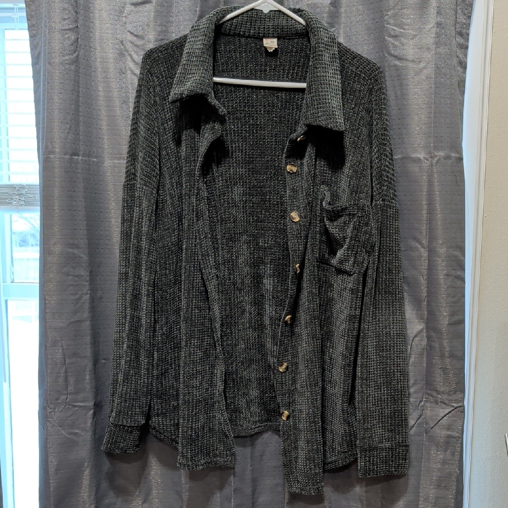 7th Ray Heather Gray Button-Up Cardigan